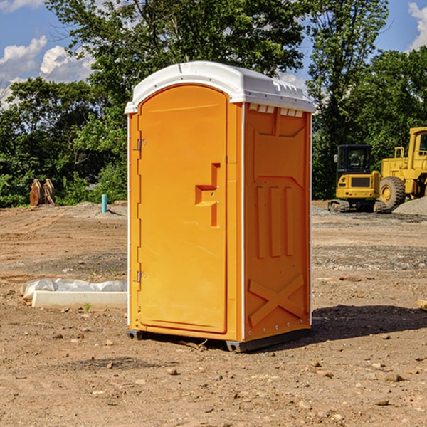 how often are the portable restrooms cleaned and serviced during a rental period in East Orosi